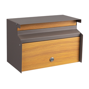 Zenewood木製穀物亜鉛めっき鋼壁マウント屋外メールボックス-W1834