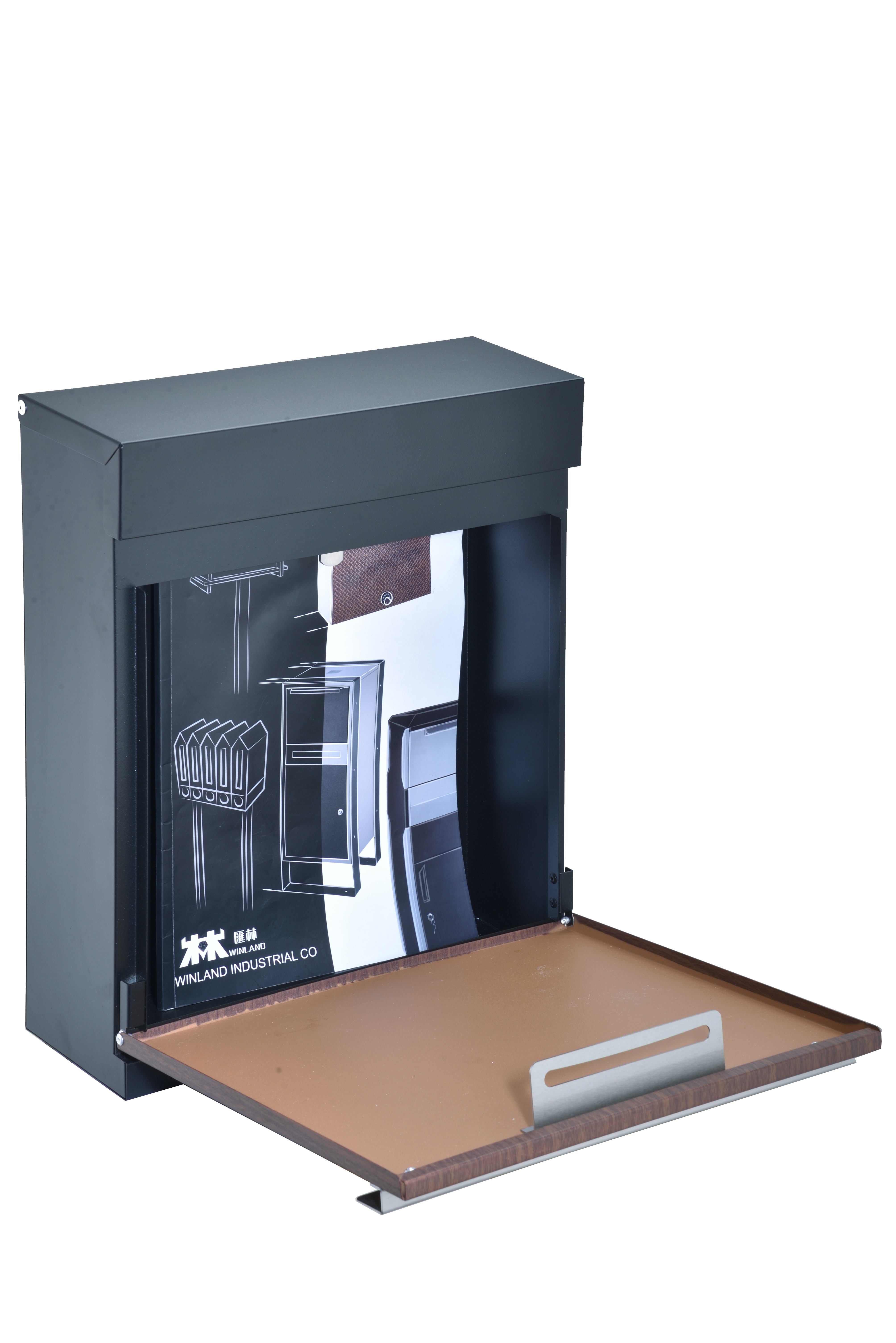 壁に取り付けられた文字ボックス